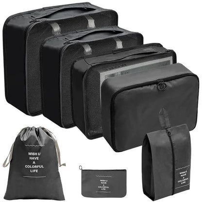 7/8/9/10-Piece Travel Organizer Packing Cubes Set – Portable Luggage Storage Bags for Clothes, Shoes & Accessories