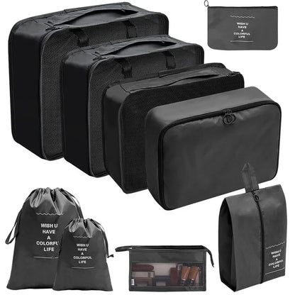 7/8/9/10-Piece Travel Organizer Packing Cubes Set – Portable Luggage Storage Bags for Clothes, Shoes & Accessories