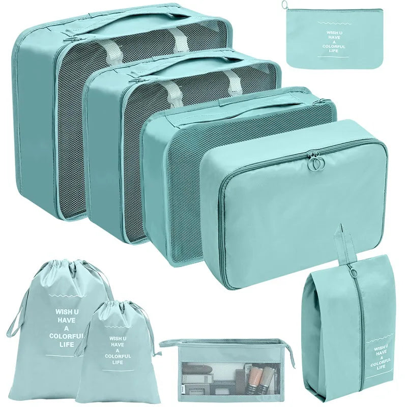 7/8/9/10-Piece Travel Organizer Packing Cubes Set – Portable Luggage Storage Bags for Clothes, Shoes & Accessories