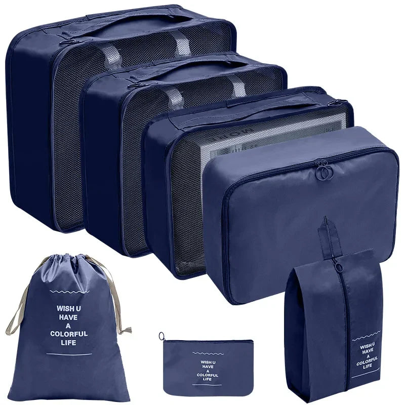 7/8/9/10-Piece Travel Organizer Packing Cubes Set – Portable Luggage Storage Bags for Clothes, Shoes & Accessories