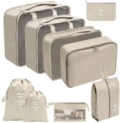 7/8/9/10-Piece Travel Organizer Packing Cubes Set – Portable Luggage Storage Bags for Clothes, Shoes & Accessories
