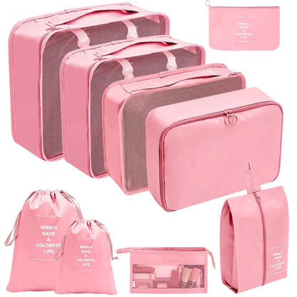 7/8/9/10-Piece Travel Organizer Packing Cubes Set – Portable Luggage Storage Bags for Clothes, Shoes & Accessories