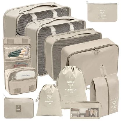 7/8/9/10-Piece Travel Organizer Packing Cubes Set – Portable Luggage Storage Bags for Clothes, Shoes & Accessories