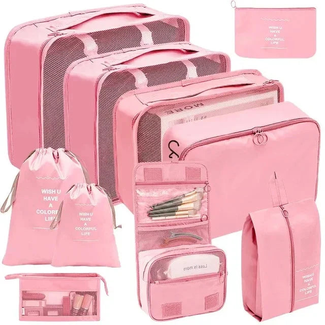 7/8/9/10-Piece Travel Organizer Packing Cubes Set – Portable Luggage Storage Bags for Clothes, Shoes & Accessories