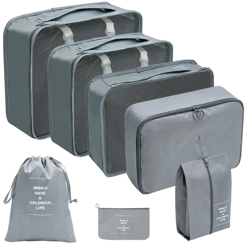 7/8/9/10-Piece Travel Organizer Packing Cubes Set – Portable Luggage Storage Bags for Clothes, Shoes & Accessories