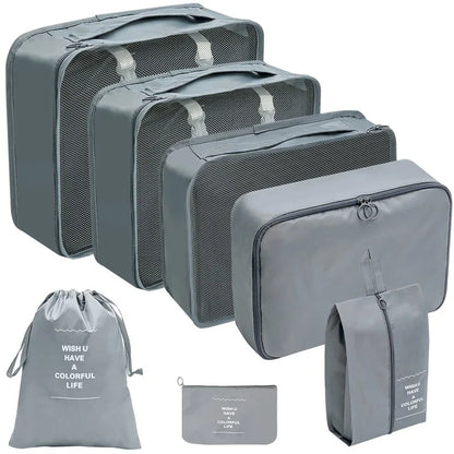 7/8/9/10-Piece Travel Organizer Packing Cubes Set – Portable Luggage Storage Bags for Clothes, Shoes & Accessories