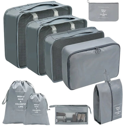 7/8/9/10-Piece Travel Organizer Packing Cubes Set – Portable Luggage Storage Bags for Clothes, Shoes & Accessories