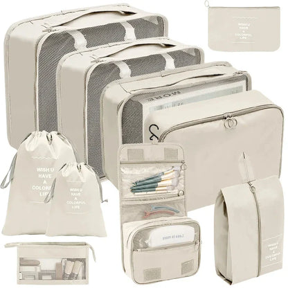 7/8/9/10-Piece Travel Organizer Packing Cubes Set – Portable Luggage Storage Bags for Clothes, Shoes & Accessories