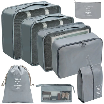 7/8/9/10-Piece Travel Organizer Packing Cubes Set – Portable Luggage Storage Bags for Clothes, Shoes & Accessories