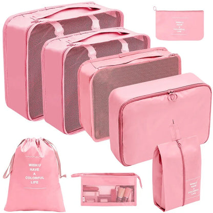7/8/9/10-Piece Travel Organizer Packing Cubes Set – Portable Luggage Storage Bags for Clothes, Shoes & Accessories