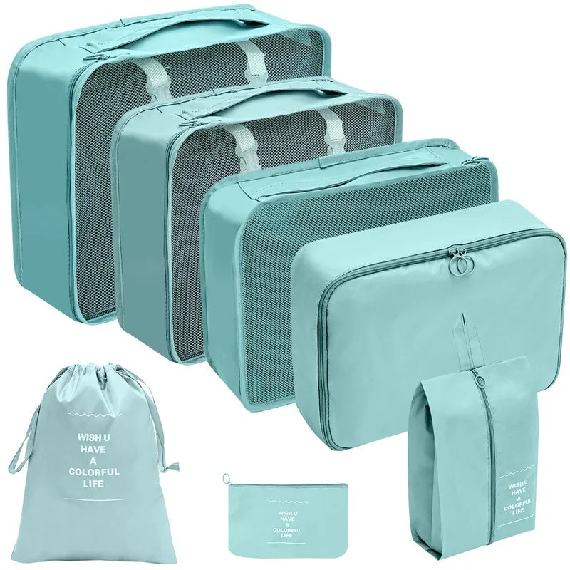 7/8/9/10-Piece Travel Organizer Packing Cubes Set – Portable Luggage Storage Bags for Clothes, Shoes & Accessories
