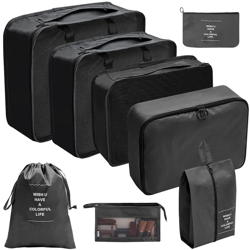 7/8/9/10-Piece Travel Organizer Packing Cubes Set – Portable Luggage Storage Bags for Clothes, Shoes & Accessories