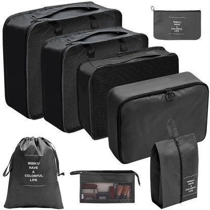 7/8/9/10-Piece Travel Organizer Packing Cubes Set – Portable Luggage Storage Bags for Clothes, Shoes & Accessories