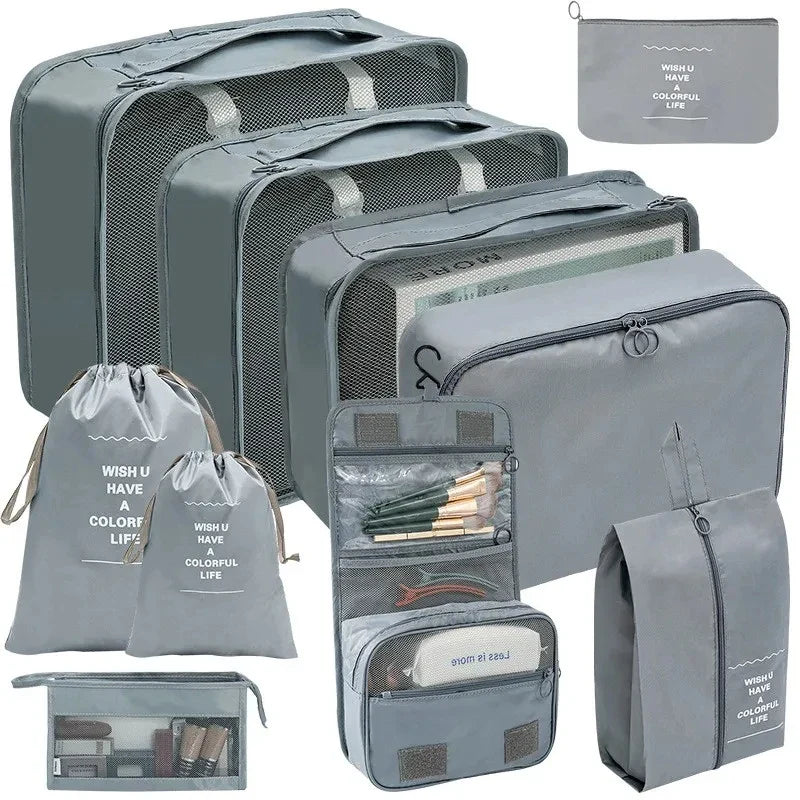 7/8/9/10-Piece Travel Organizer Packing Cubes Set – Portable Luggage Storage Bags for Clothes, Shoes & Accessories