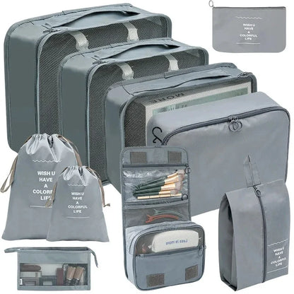 7/8/9/10-Piece Travel Organizer Packing Cubes Set – Portable Luggage Storage Bags for Clothes, Shoes & Accessories