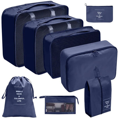7/8/9/10-Piece Travel Organizer Packing Cubes Set – Portable Luggage Storage Bags for Clothes, Shoes & Accessories