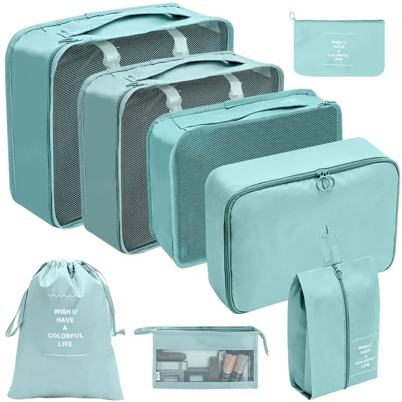 7/8/9/10-Piece Travel Organizer Packing Cubes Set – Portable Luggage Storage Bags for Clothes, Shoes & Accessories