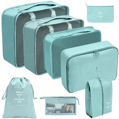 7/8/9/10-Piece Travel Organizer Packing Cubes Set – Portable Luggage Storage Bags for Clothes, Shoes & Accessories