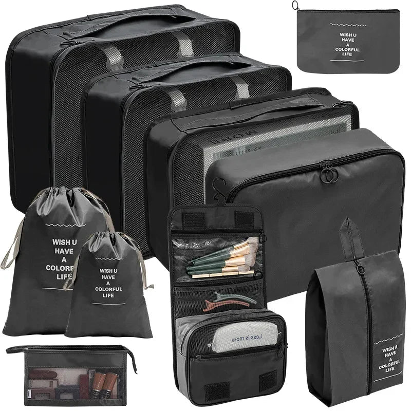 7/8/9/10-Piece Travel Organizer Packing Cubes Set – Portable Luggage Storage Bags for Clothes, Shoes & Accessories