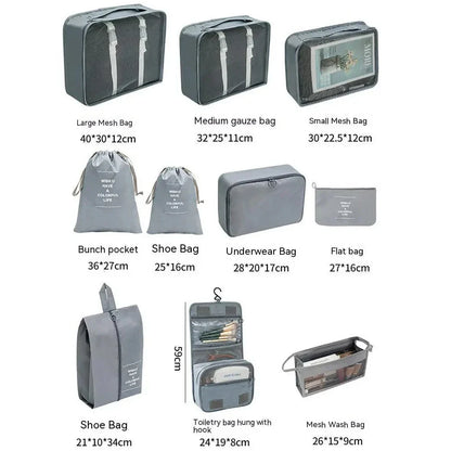7/8/9/10-Piece Travel Organizer Packing Cubes Set – Portable Luggage Storage Bags for Clothes, Shoes & Accessories