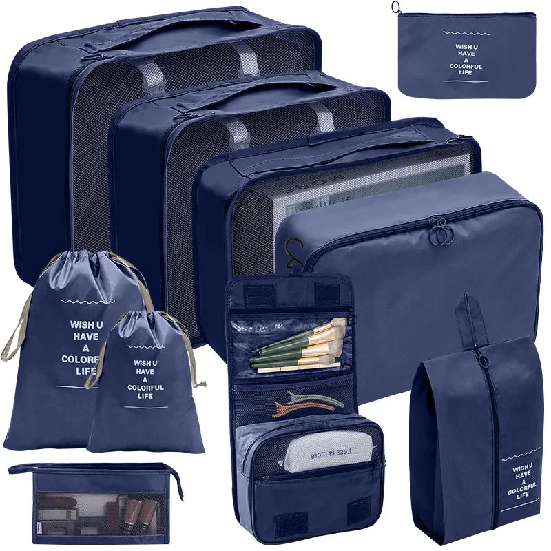 7/8/9/10-Piece Travel Organizer Packing Cubes Set – Portable Luggage Storage Bags for Clothes, Shoes & Accessories