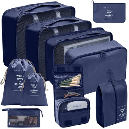 7/8/9/10-Piece Travel Organizer Packing Cubes Set – Portable Luggage Storage Bags for Clothes, Shoes & Accessories