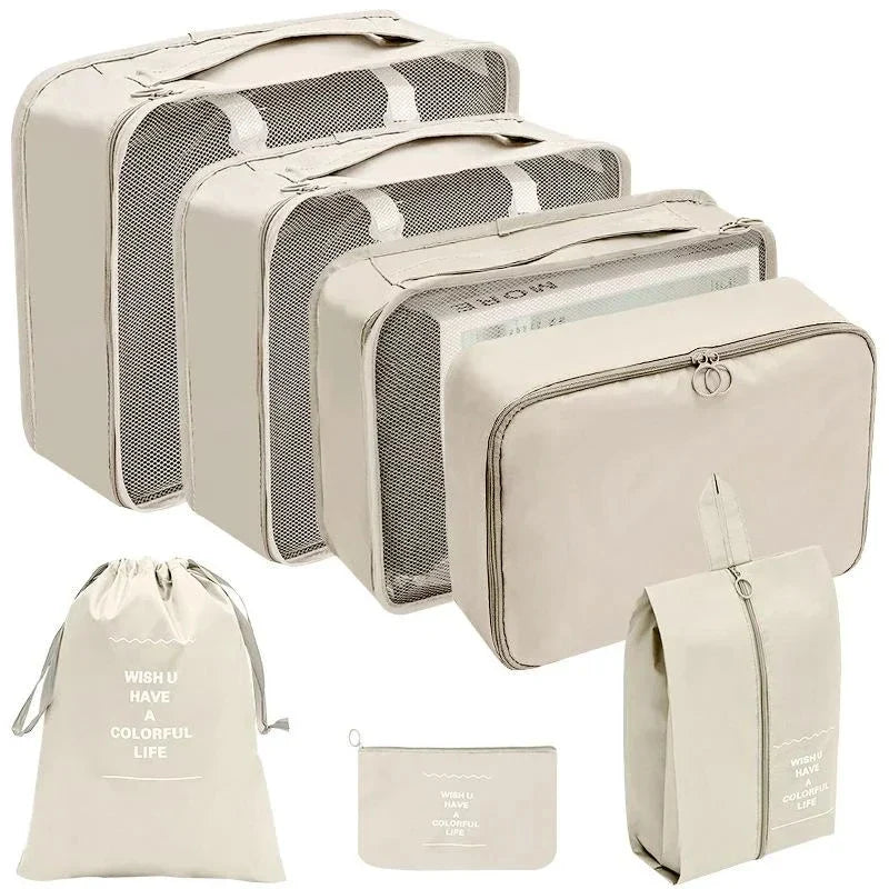 7/8/9/10-Piece Travel Organizer Packing Cubes Set – Portable Luggage Storage Bags for Clothes, Shoes & Accessories