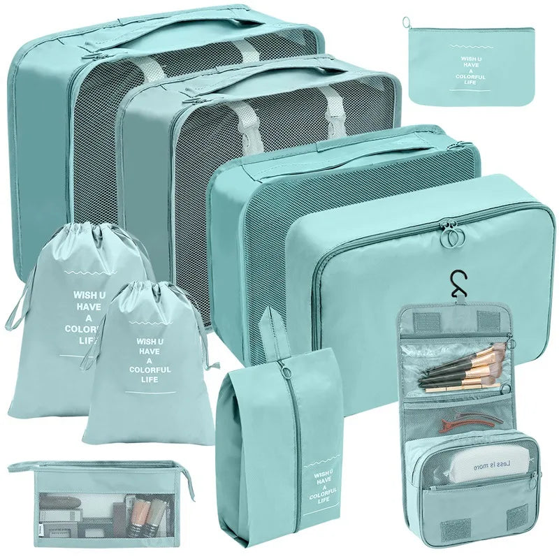 7/8/9/10-Piece Travel Organizer Packing Cubes Set – Portable Luggage Storage Bags for Clothes, Shoes & Accessories