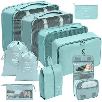 7/8/9/10-Piece Travel Organizer Packing Cubes Set – Portable Luggage Storage Bags for Clothes, Shoes & Accessories