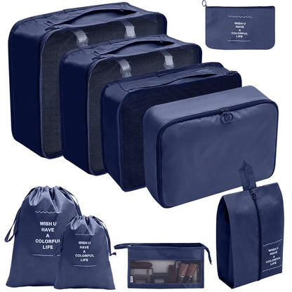 7/8/9/10-Piece Travel Organizer Packing Cubes Set – Portable Luggage Storage Bags for Clothes, Shoes & Accessories